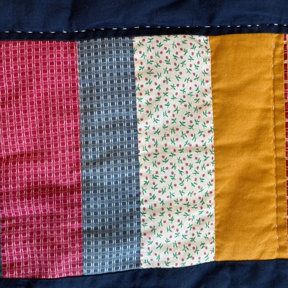 Handmade Americana Patchwork Quilt Betsy Ross Flag Queen 98x88 Red White Blue